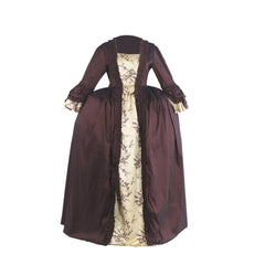 Elegant Halloweez Coffee Brown Rococo Dress - Exquisite Embroidery with Golden Details - Halloweez