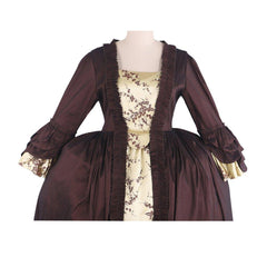 Elegant Halloweez Coffee Brown Rococo Dress - Exquisite Embroidery with Golden Details - Halloweez