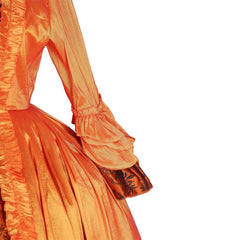 Halloweez Orange Brocade Rococo Dress with Floral Chest Band - A Vibrant Medieval-Inspired Outfit - Halloweez