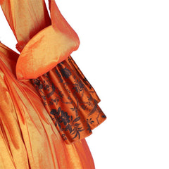 Halloweez Orange Brocade Rococo Dress with Floral Chest Band - A Vibrant Medieval-Inspired Outfit - Halloweez