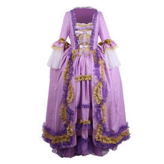 Rococo Purple Dress with Digital Print - Halloweez' Luxurious Taffeta Ensemble - Halloweez
