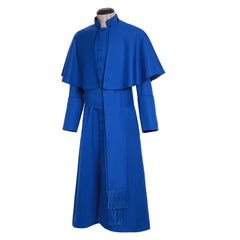 Halloweez Priest Cassock Costume - Traditional Catholic Clergy Robe with Shawl & Belt for Men - Halloweez