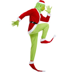 Halloweez Grinch Green Hair Christmas Outfit for Men - Santa Claus Inspired Clothing - Halloweez