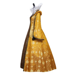 Elegant Stand Collar Elizabethan Cosplay Costume | Gold Medieval Ball Gown Dress for Royal Events - Halloweez