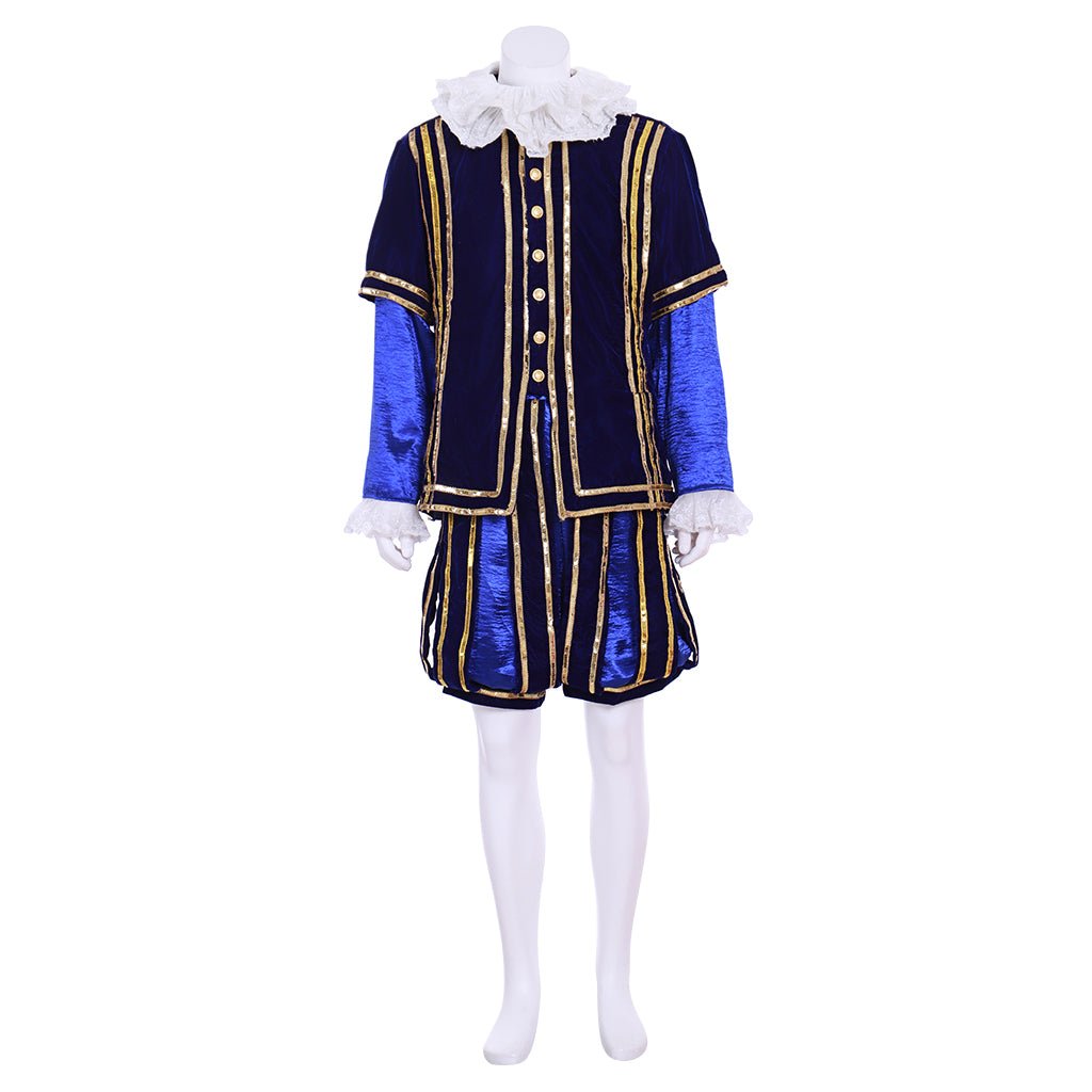 Halloweez Tudor Era King Cosplay - Premium Blue Renaissance Costume for Men - Halloweez