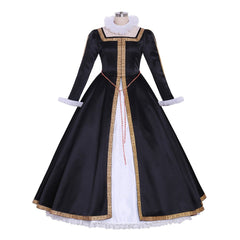 Halloweez Queen Elizabeth Tudor Cosplay Costume | Elegant Black-White Women's Tudor Ball Gown for Historical Events - Halloweez