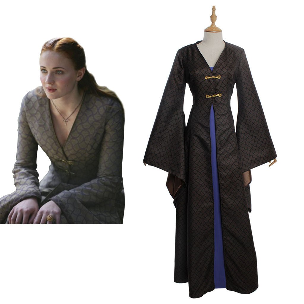 Sansa Stark Cosplay Costume Women Game of Thrones Medieval Dress for Halloween Parties - Halloweez