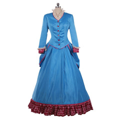 Halloweez Victorian Blue Bustle Ball Gown Costume | Custom-Made Historical Dress for Women - Halloweez