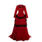 Elegant Halloweez Victorian Bustle Gown | Red Renaissance Cosplay Dress - Halloweez