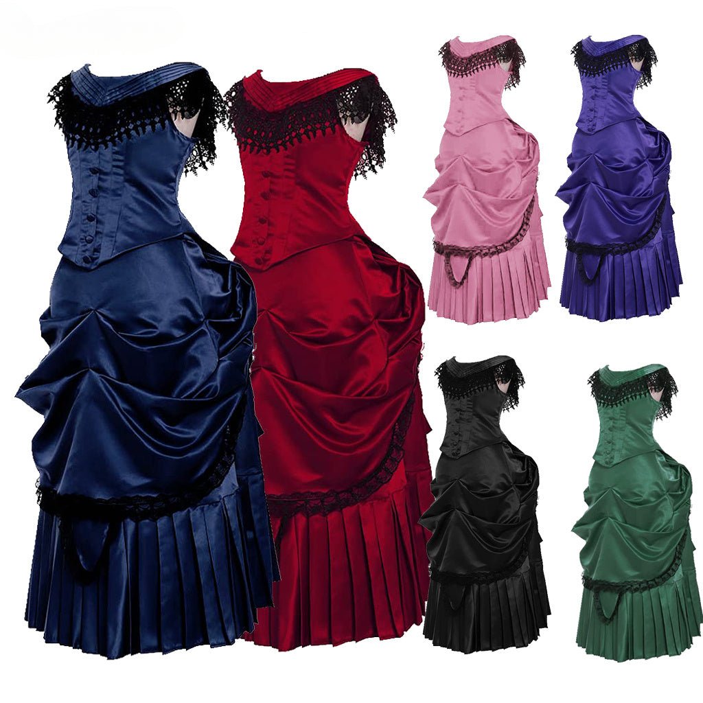 Elegant Victorian Bustle Gown | Halloweez Gothic Georgian Dress for Masquerade & Reenactment - Halloweez