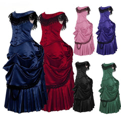 Elegant Victorian Bustle Gown | Halloweez Gothic Georgian Dress for Masquerade & Reenactment - Halloweez