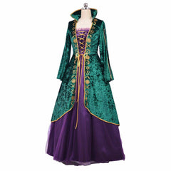 Halloweez Witch Cosplay Costume Dress | Elegant Medieval Green Renaissance Robe Set for Women - Halloweez