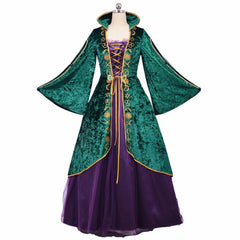 Halloweez Witch Cosplay Costume Dress | Elegant Medieval Green Renaissance Robe Set for Women - Halloweez