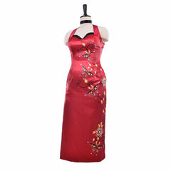 Women's Ada Wong Cosplay Costume - Halloweez Red Printed Cheongsam Dress | Resident Evil Movie - Halloweez