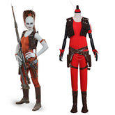 Halloweez Women's Aurra Sing Cosplay Costume - Premium Red Jumpsuit with Belt Full Set - Halloweez