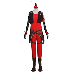 Halloweez Women's Aurra Sing Cosplay Costume - Premium Red Jumpsuit with Belt Full Set - Halloweez