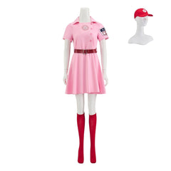 Women's Halloween Dottie Costume | Pink Baseball League Cosplay Set - Halloweez