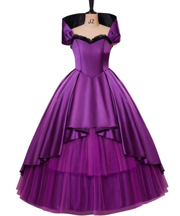 Women's Bearded Lady Circus Costume by Halloweez - Purple Musical Tutu Dress - Halloweez