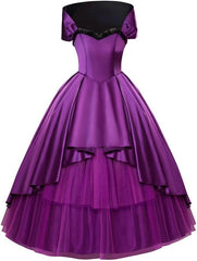Women's Bearded Lady Circus Costume by Halloweez - Purple Musical Tutu Dress - Halloweez