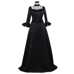 Elegant Women’s Black Gothic Victorian Dress | Plus Size Renaissance Rococo Gown by Halloweez - Halloweez