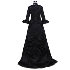 Elegant Women’s Black Gothic Victorian Dress | Plus Size Renaissance Rococo Gown by Halloweez - Halloweez
