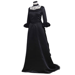 Elegant Women’s Black Gothic Victorian Dress | Plus Size Renaissance Rococo Gown by Halloweez - Halloweez