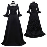 Elegant Women’s Black Gothic Victorian Dress | Plus Size Renaissance Rococo Gown by Halloweez - Halloweez