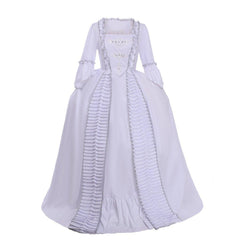 Women's Halloweez Marie Antoinette Cosplay Ball Gown Costume | 18th Century White Ruffle Sack-Back Rococo Dress - Halloweez