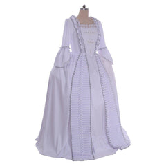 Women's Halloweez Marie Antoinette Cosplay Ball Gown Costume | 18th Century White Ruffle Sack-Back Rococo Dress - Halloweez