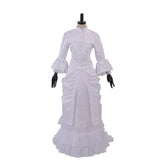 Women's Baroque Victorian Civil War White Dress | Elegant Bustle Ball Gown by Halloweez - Halloweez
