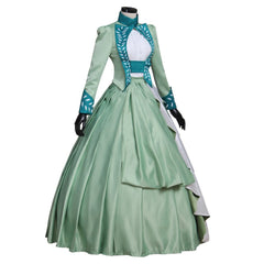 Women's Halloweez Victorian Bustle Gown Dress - Mina Harker Green Cosplay Costume - Halloweez