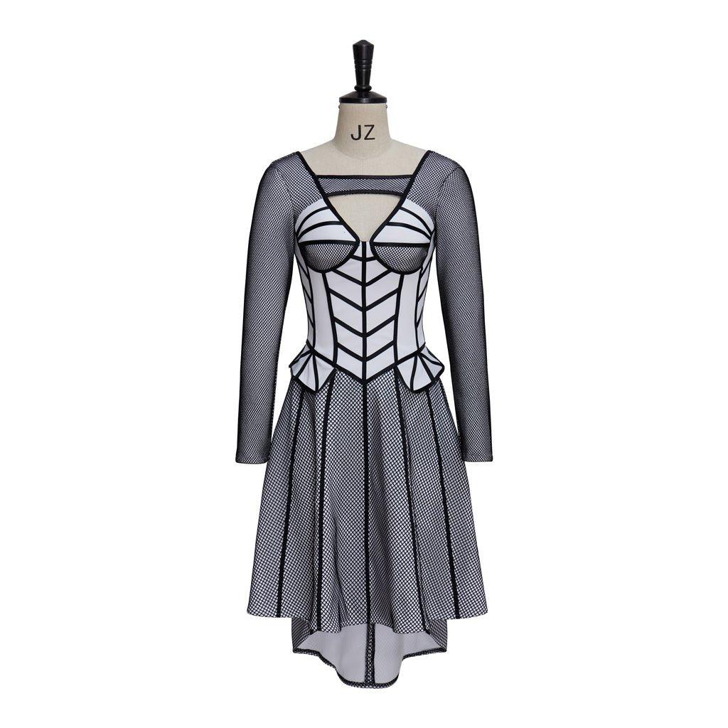 Women's Halloweez Jane Seymour Cosplay Costume | Elegant Black-Rimmed Dress - Halloweez