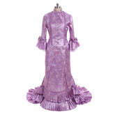Women's Gothic Victorian Bustle Gown | Purple Medieval Dress by Halloweez - Halloweez
