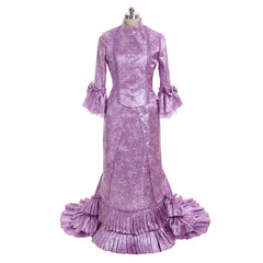 Women's Gothic Victorian Bustle Gown | Purple Medieval Dress by Halloweez - Halloweez