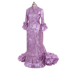 Women's Gothic Victorian Bustle Gown | Purple Medieval Dress by Halloweez - Halloweez
