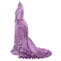 Women's Gothic Victorian Bustle Gown | Purple Medieval Dress by Halloweez - Halloweez