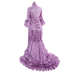 Women's Gothic Victorian Bustle Gown | Purple Medieval Dress by Halloweez - Halloweez