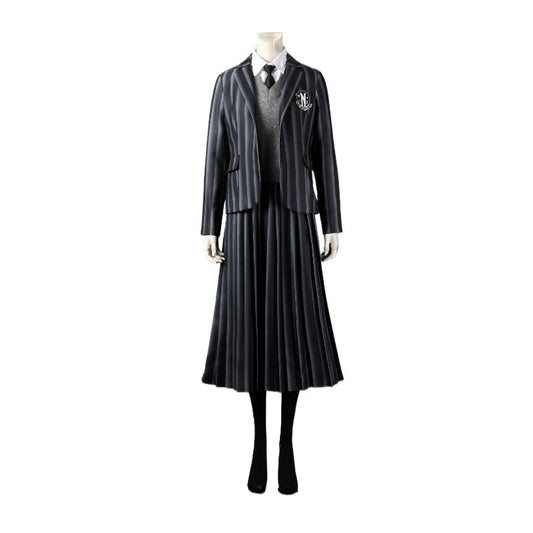 Wednesday and Morticia Addams cosplay costumes from Halloweez