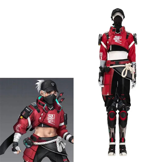 Halloweez Apex Street Smart Cosplay Costume Wraith Skin Red Leather Coat with Accessories