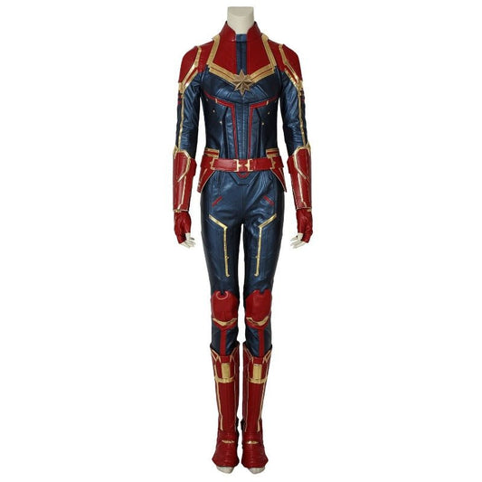 Astricos Captain Marvel Metallic Blue PU Leather Cosplay Costume