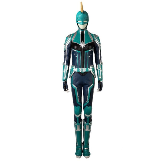 Captain Marvel Starforce Turquoise PU Leather Cosplay Costume