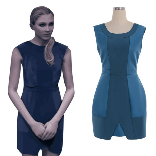 Chloe from Detroit: Become Human in a custom blue dress cosplay costume