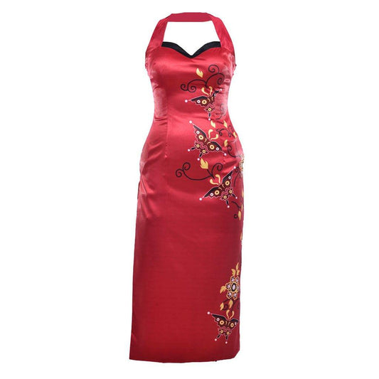 Women's Ada Wong Cosplay Costume - Red Printed Cheongsam Dress