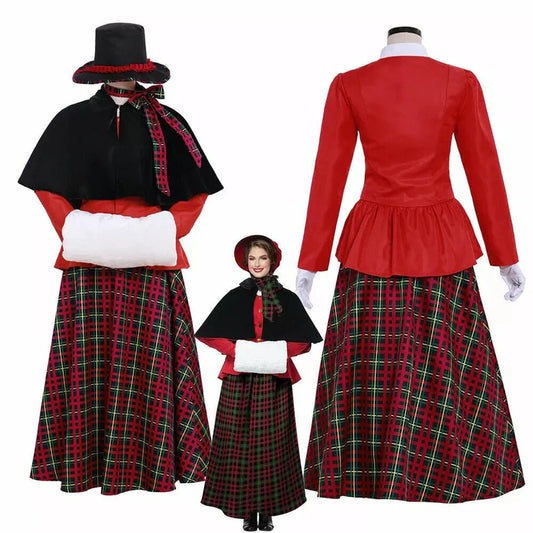 Women's Victorian Christmas Carolers Costume - Elegant Dickens Holiday Dress