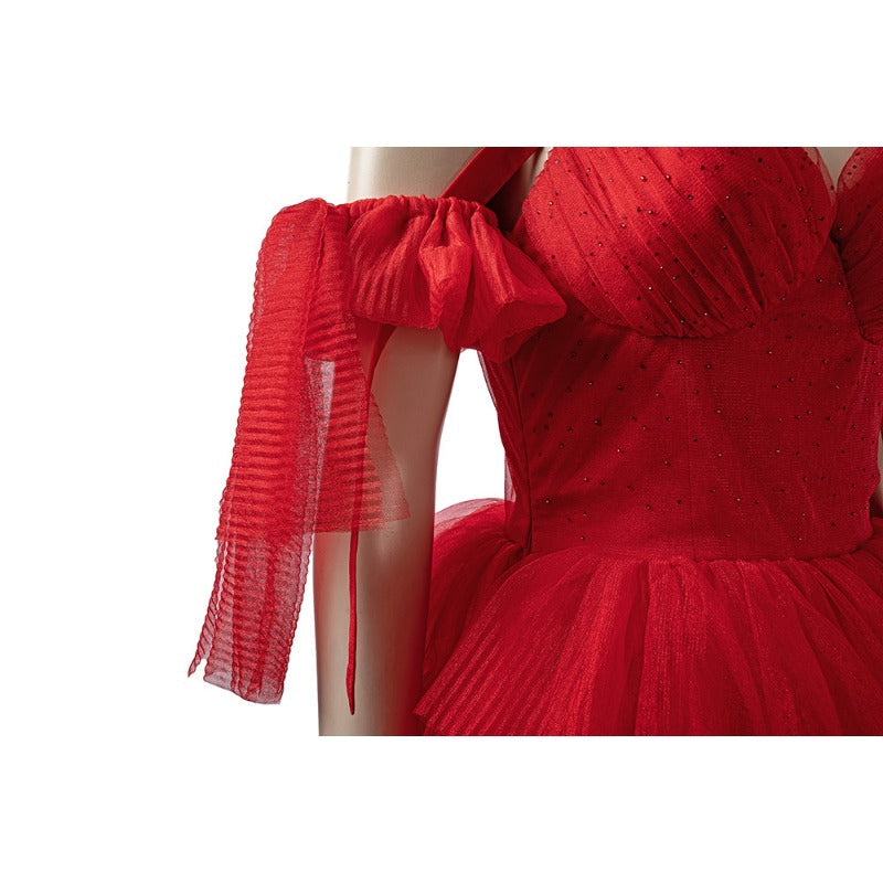 Halloweez Harley Quinn Red Dress Cosplay Costume Full Set for Halloween
