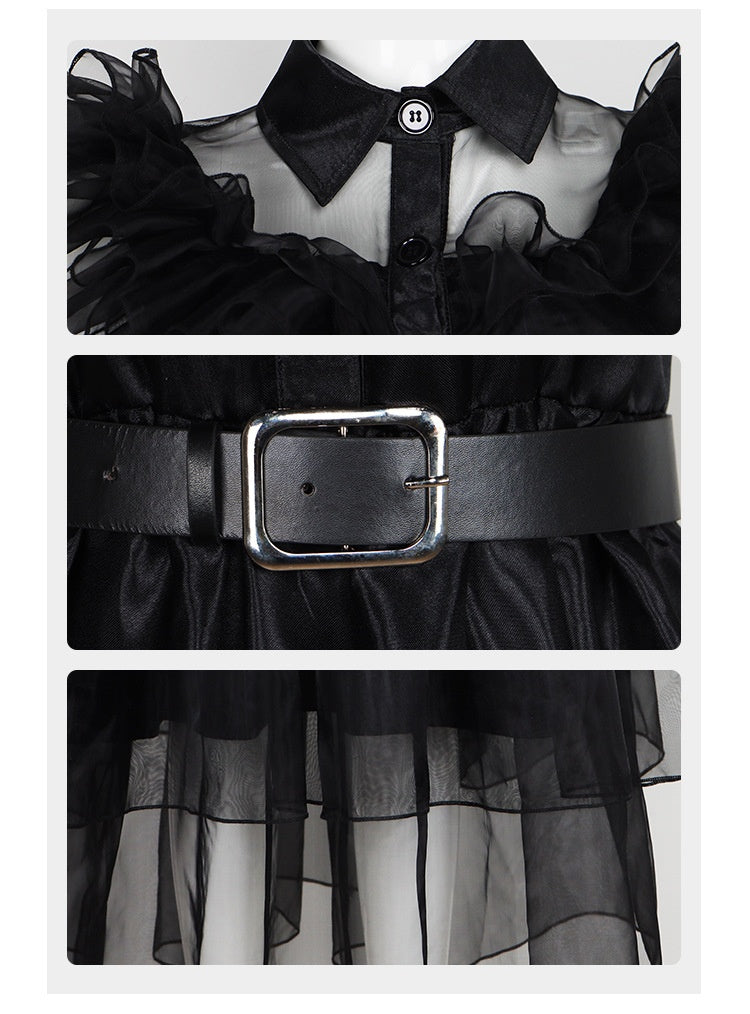 Wednesday Addams Cosplay Dress from The Addams Family TV Show - Perfect for Halloween and Cosplay Events