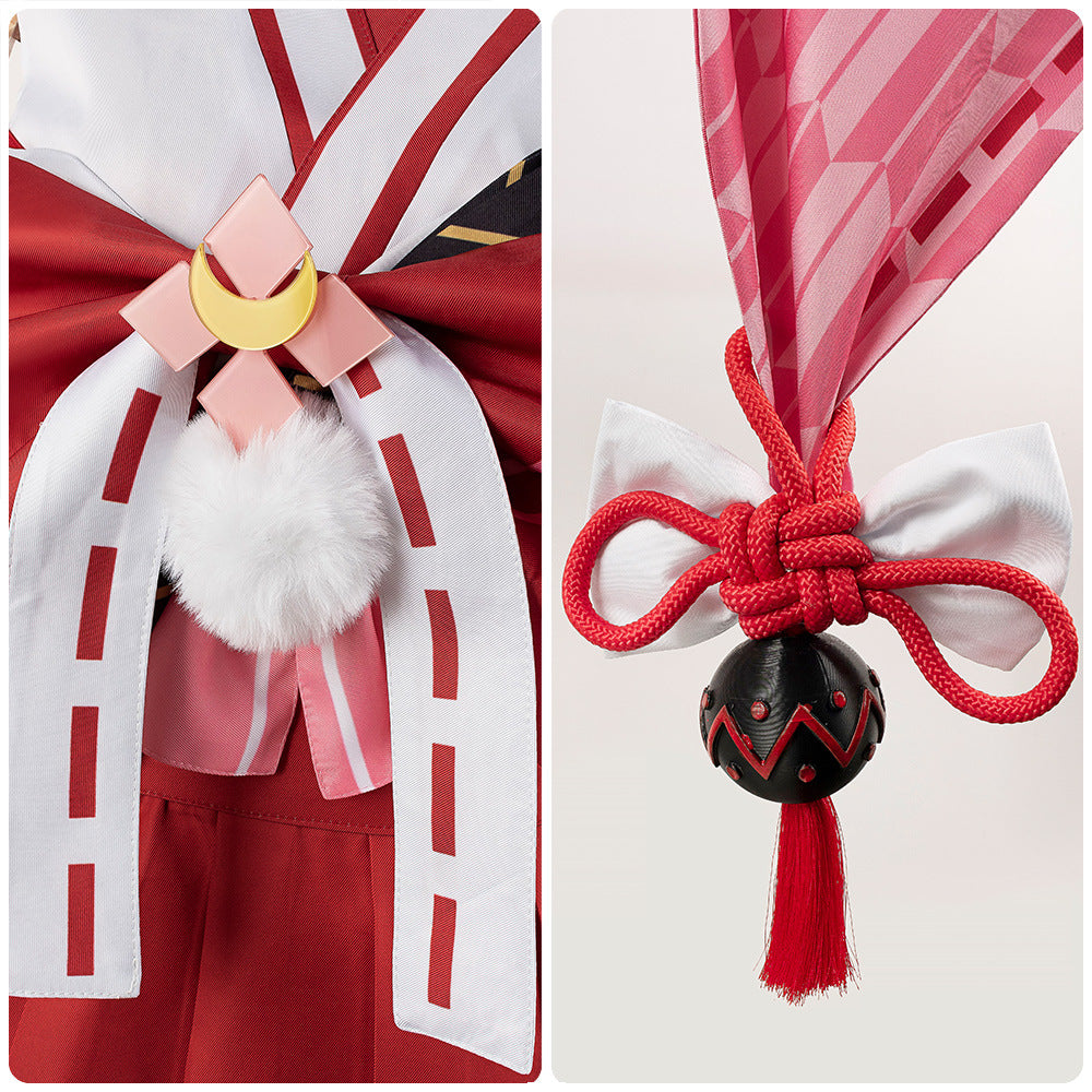 VTuber Nakiri Ayame Shrine Maiden Cosplay Costume Anime Outfit for Streamers - Halloweez