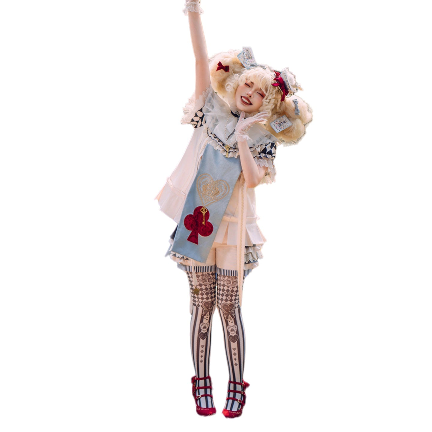 Original Lolita Chess Board Print Dress with Graff Collar Prince Cosplay Costume - Card Character Doll Inspired Outfit - Halloweez