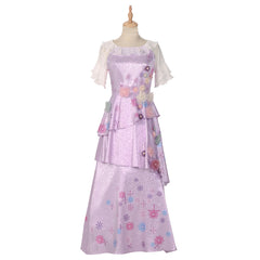 Elegante disfraz de Isabela Madrigal para mujer: vestido floral rosa para Halloween