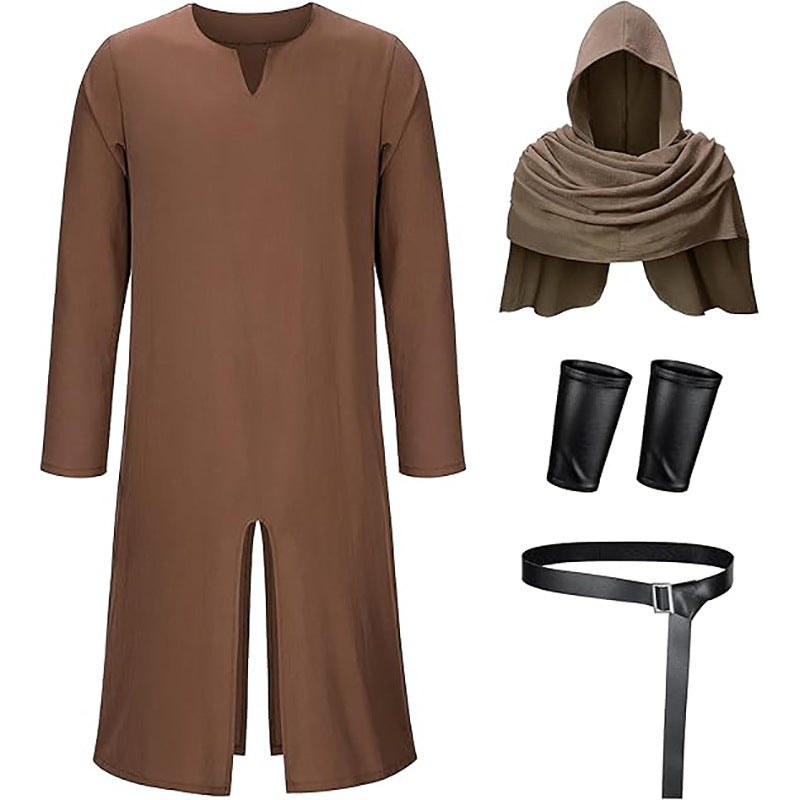 Popular Medieval Renaissance Pirate Knight Cape Robe Full Set Stage Performance Costume - Halloweez